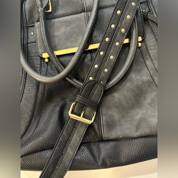 Steve Madden Large Crossbody Satchel-Grey & Black Leather Color blocking - Picture 8 of 8